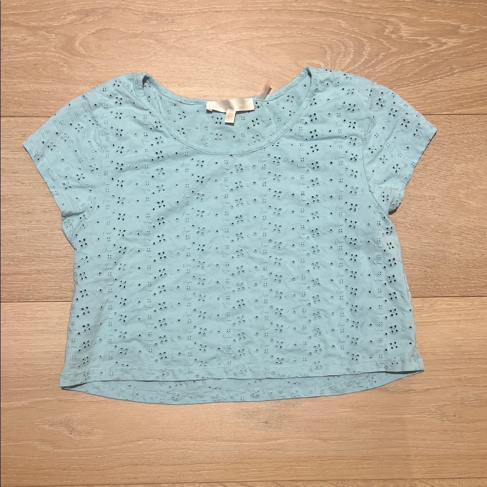 LoveShackFancy Sky Blue Eyelet Kids Blouse